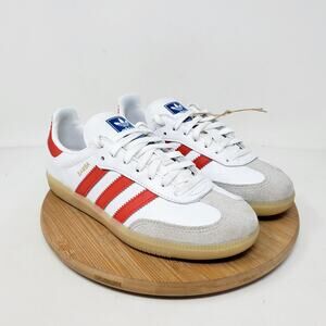 Adidas Samba OG Shoes Kids 2 Classic White Red Soccer Low Turf Indoor Sneaker